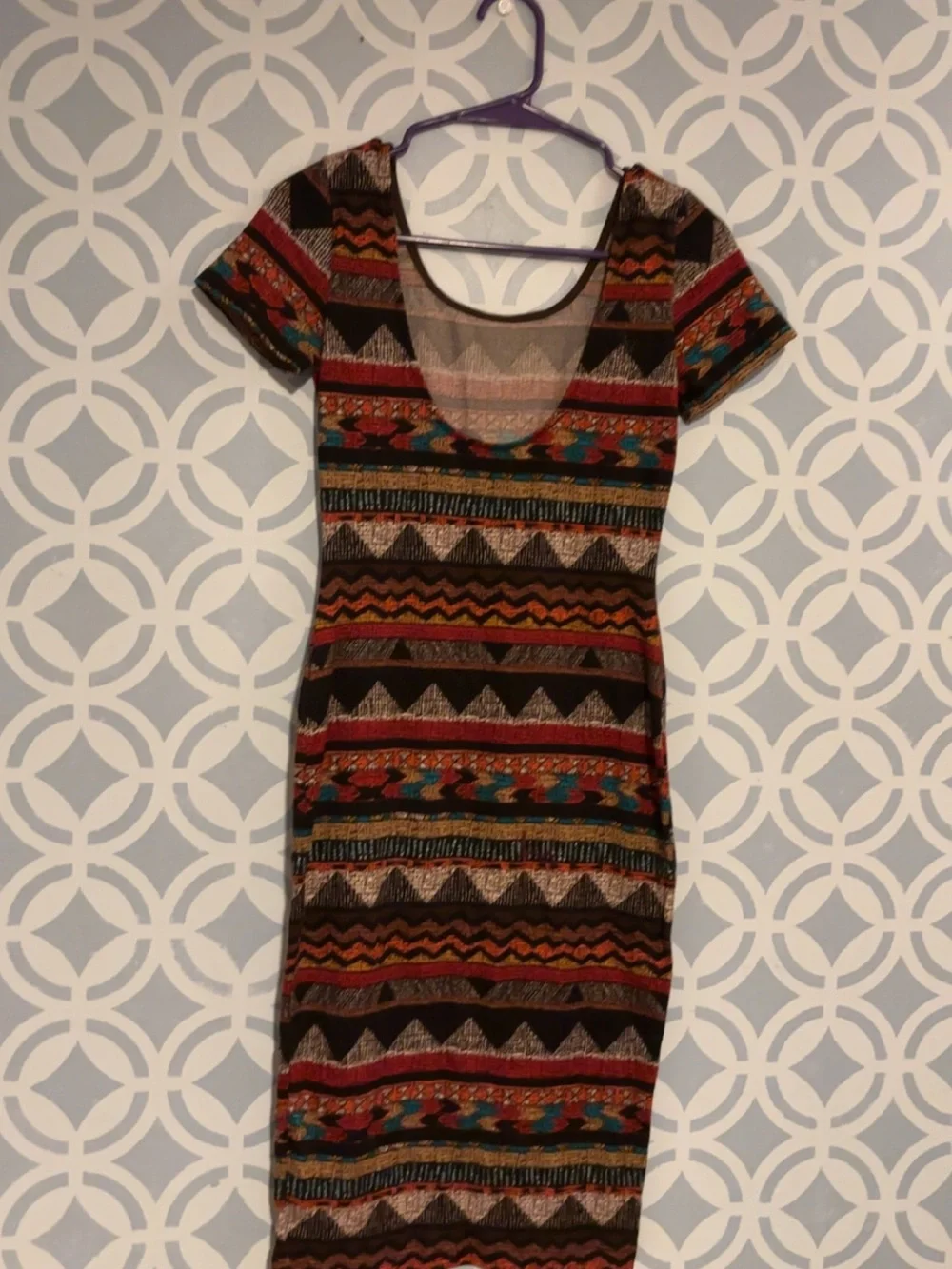 Multicolor Tribal Print Bodycon Dress - Women